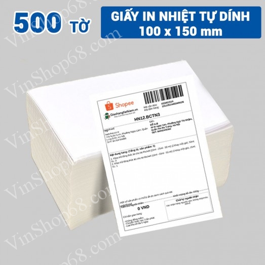 Decal nhiệt A6 100x150mm tập 500 tem in đơn hàng TMĐT